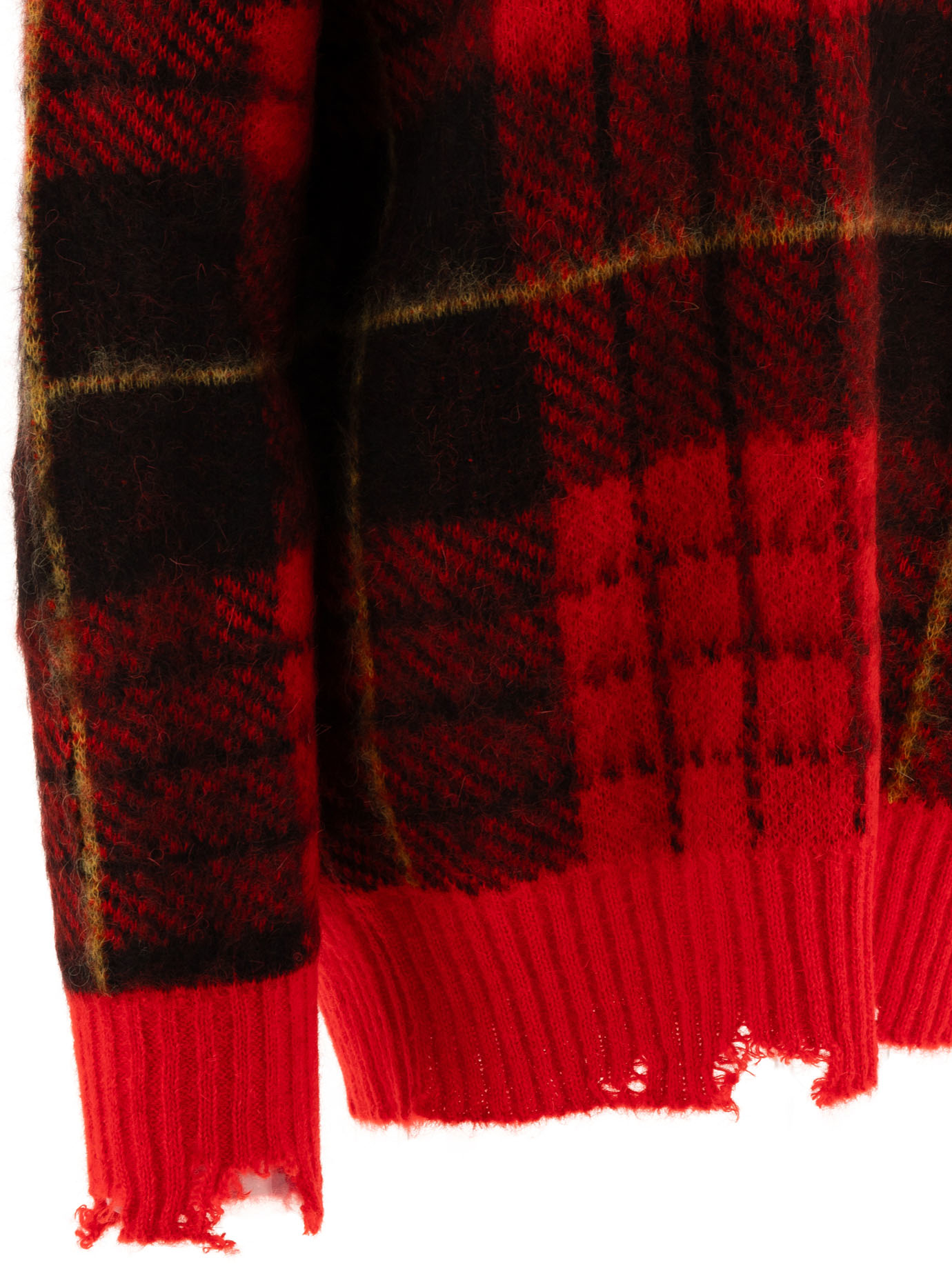 ALEXANDER MCQUEEN Red Tartan Distressed sweater